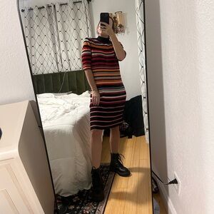 NYC Vibrant Striped Midi Dress